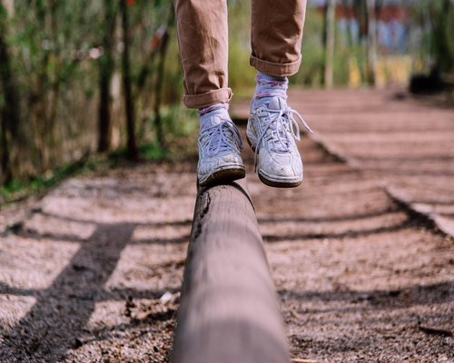 Person wearing comfortable walking shoes
